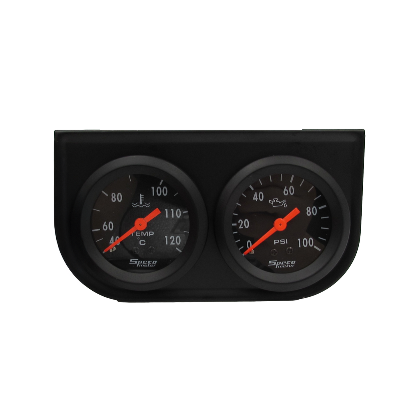 Speco 2" Dual Mechanical Gauge Kit Oil Pressure 100psi + Water Temp 40-120° 52mm