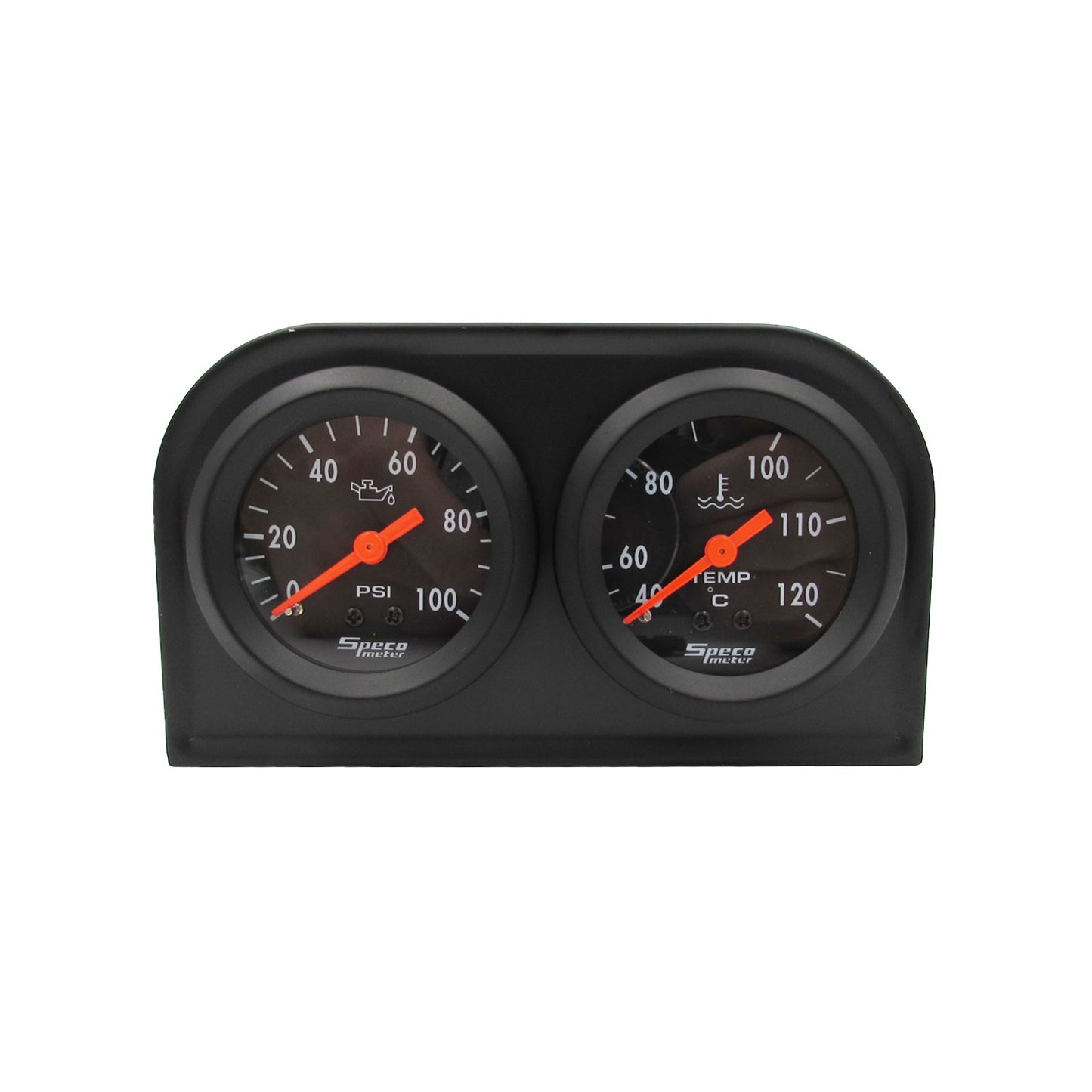Speco 2" Dual Mechanical Gauge Kit Oil Pressure 100psi + Water Temp 40-120° 52mm