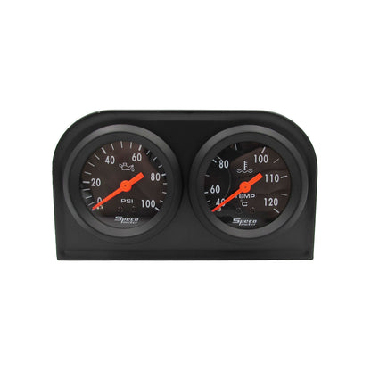 Speco 2" Dual Mechanical Gauge Kit Oil Pressure 100psi + Water Temp 40-120° 52mm