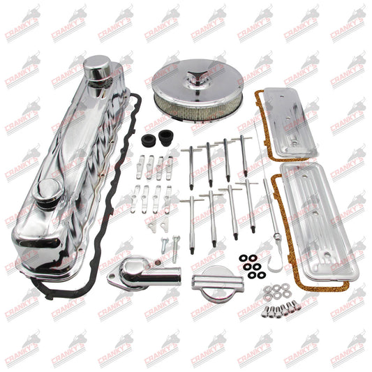 Holden 6 Cylinder Chrome DELUXE Kit 161 179 186 202 Valve Cover + Stromberg Air Cleaner + Breather + Water Neck + Dipstick + T-Bolts
