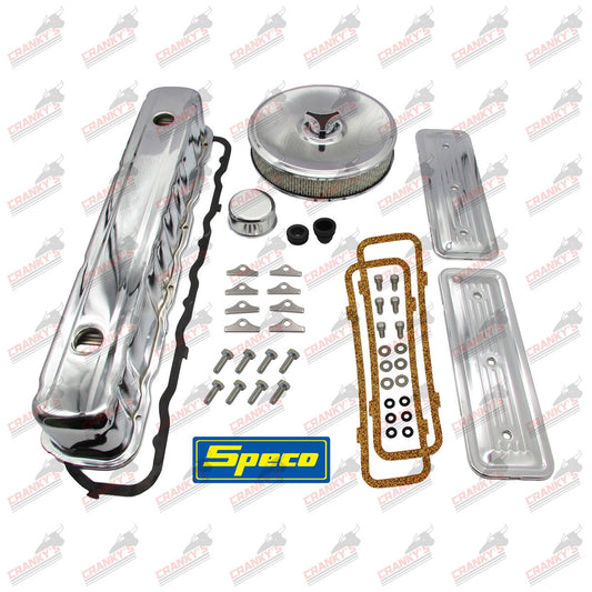 Holden 6 Cyl Chrome Kit Valve Cover, Side Plates, Stromberg Air Cleaner, Breather, 161 179 186 202