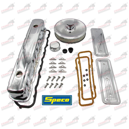Holden 6 Cyl Chrome Kit Valve Cover, Side Plates, Stromberg Air Cleaner, Breather, 161 179 186 202
