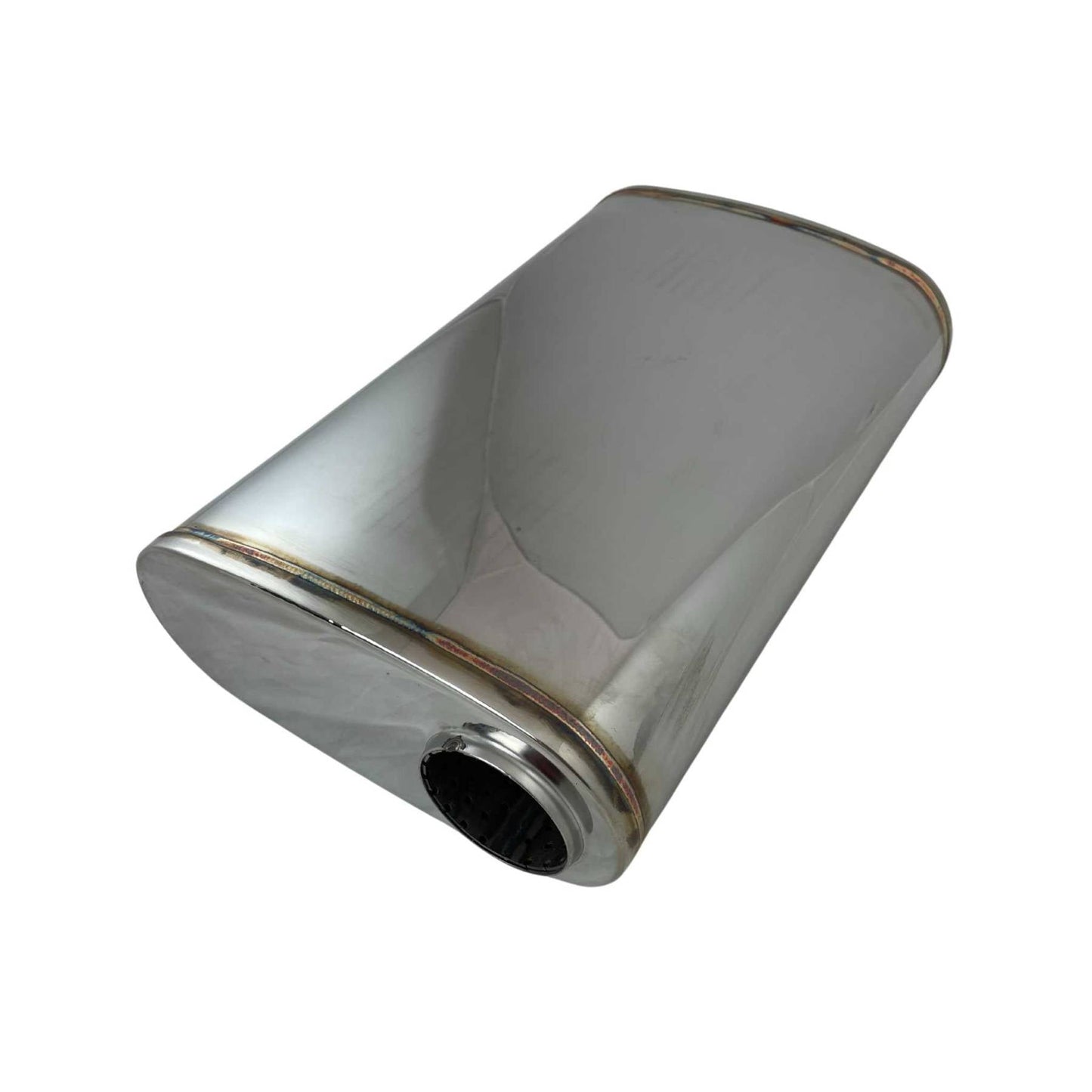 2-1/4" Performance Muffler Offset/Centre - 9" x 4" Oval, 14" Long, 304 SS