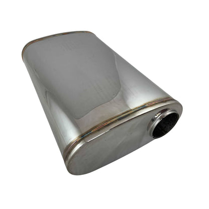 2-1/4" Performance Muffler Offset/Centre - 9" x 4" Oval, 14" Long, 304 SS