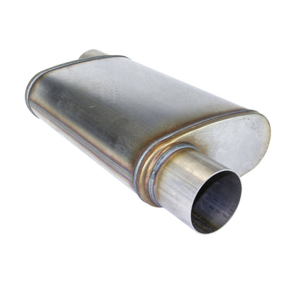 2-1/2" Performance Muffler Offset/Offset - 8" x 4" Oval, 14" Long, 409 SS