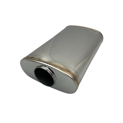 3" Performance Muffler Offset/Centre - 9" x 4" Oval, 14" Long, 304 SS