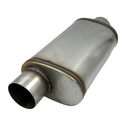 3-1/2" Performance Muffler Offset/Centre - 8" x 5" Oval, 14" Long, 409 SS