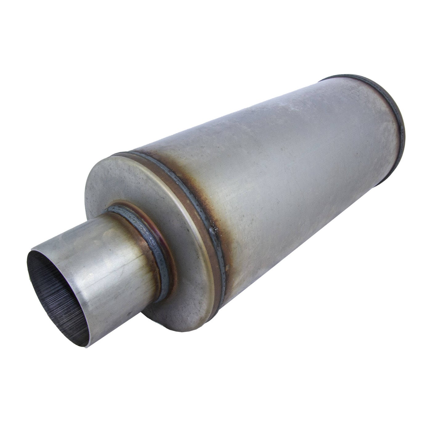 2-1/2" Performance Muffler Centre/Centre - 6" Round, 14" Long, 409 SS
