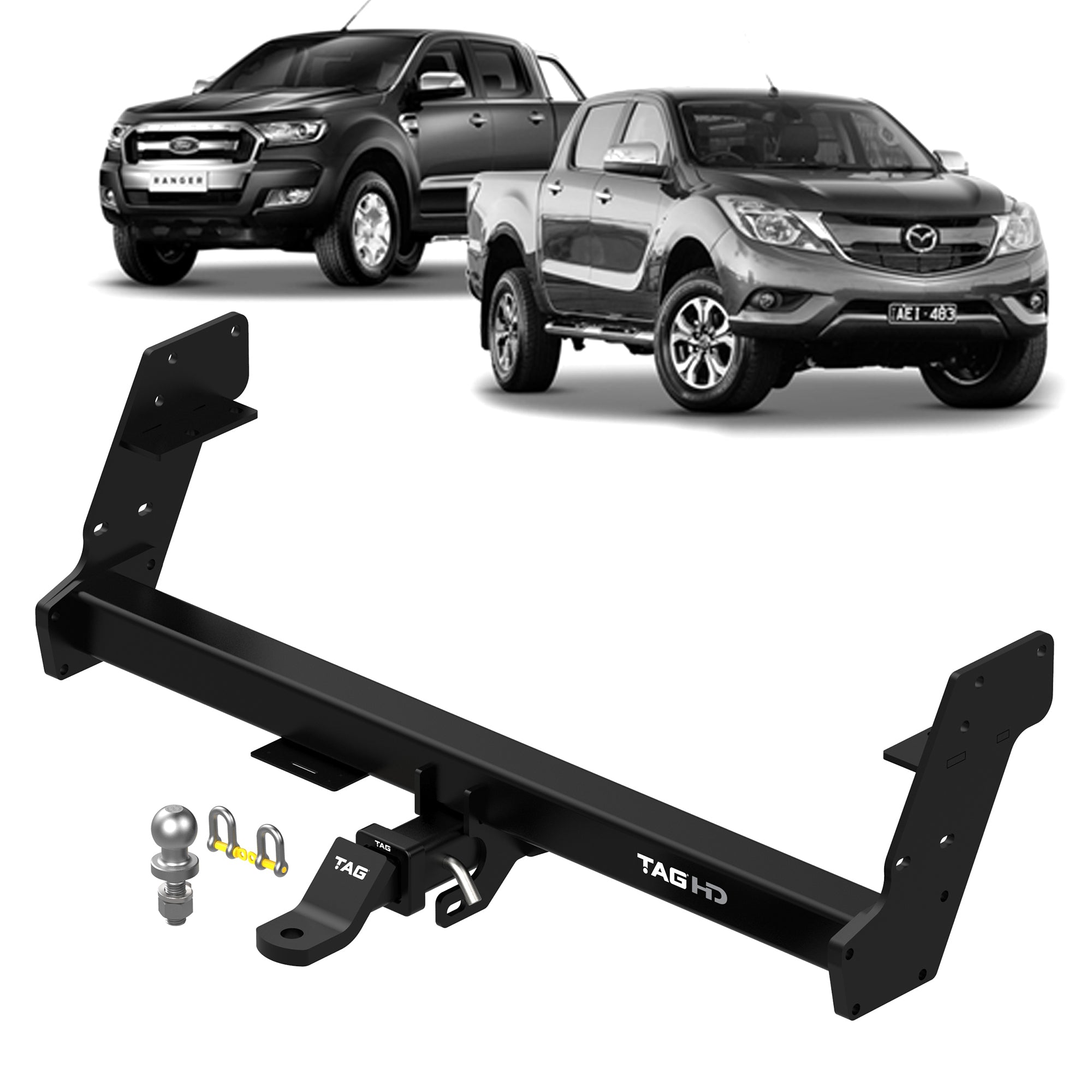 TAG Heavy Duty Towbar & Wiring Harness Kit for Ford Ranger Styleside T ...
