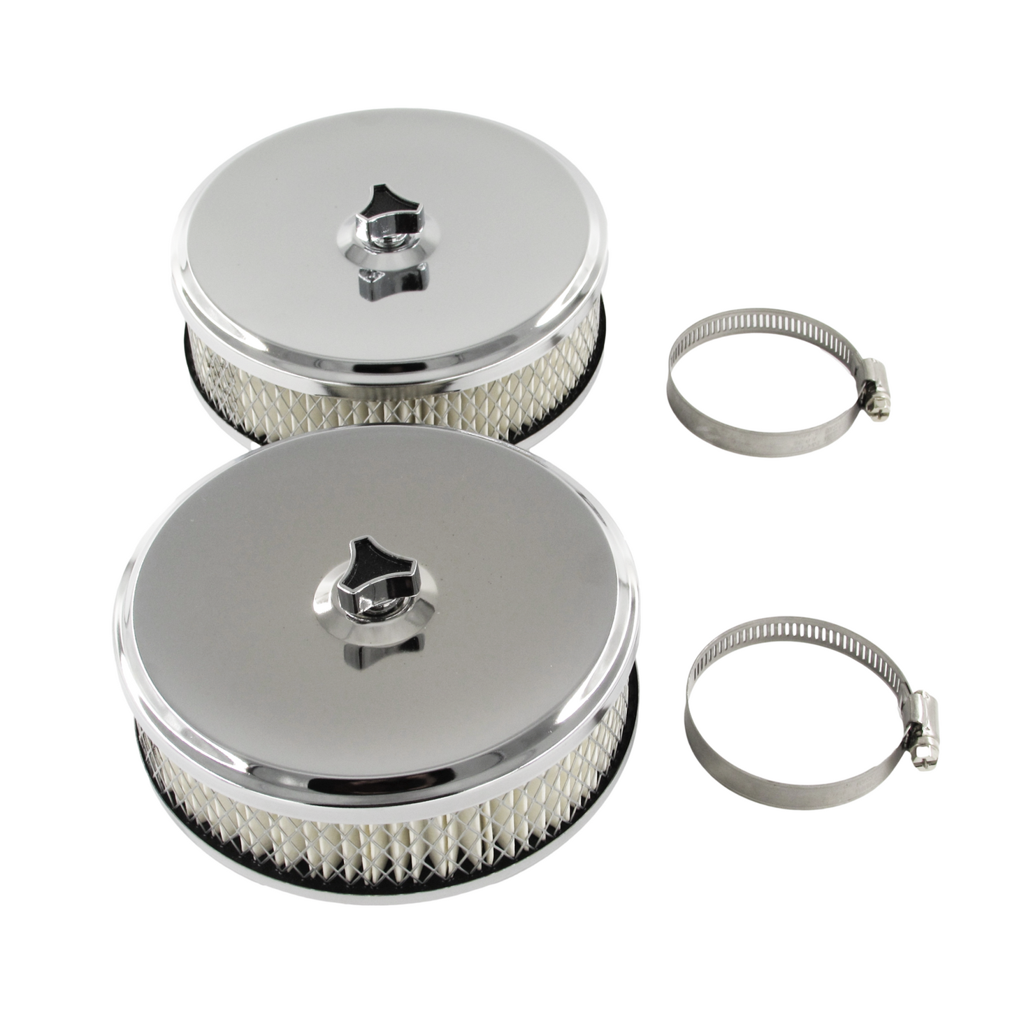 Twin 6-3/8" x 2" Chrome Air Cleaner with 2-5/16" Neck suits Holden Stromberg