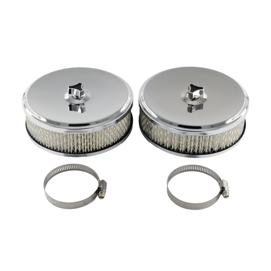 Twin 6-3/8" x 2" Chrome Air Cleaner with 2-5/16" Neck suits Holden Stromberg