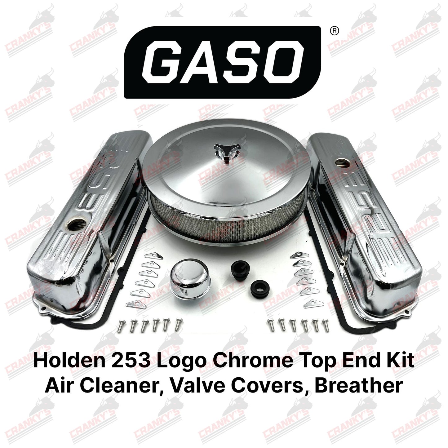 Holden V8 253 Logo Chrome Kit Rocker Covers Air Filter Breather Gaskets