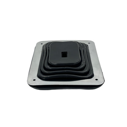 GASO Universal Rubber Gear Square Shifter Boot Cover 138 x 160mm Chrome Plate