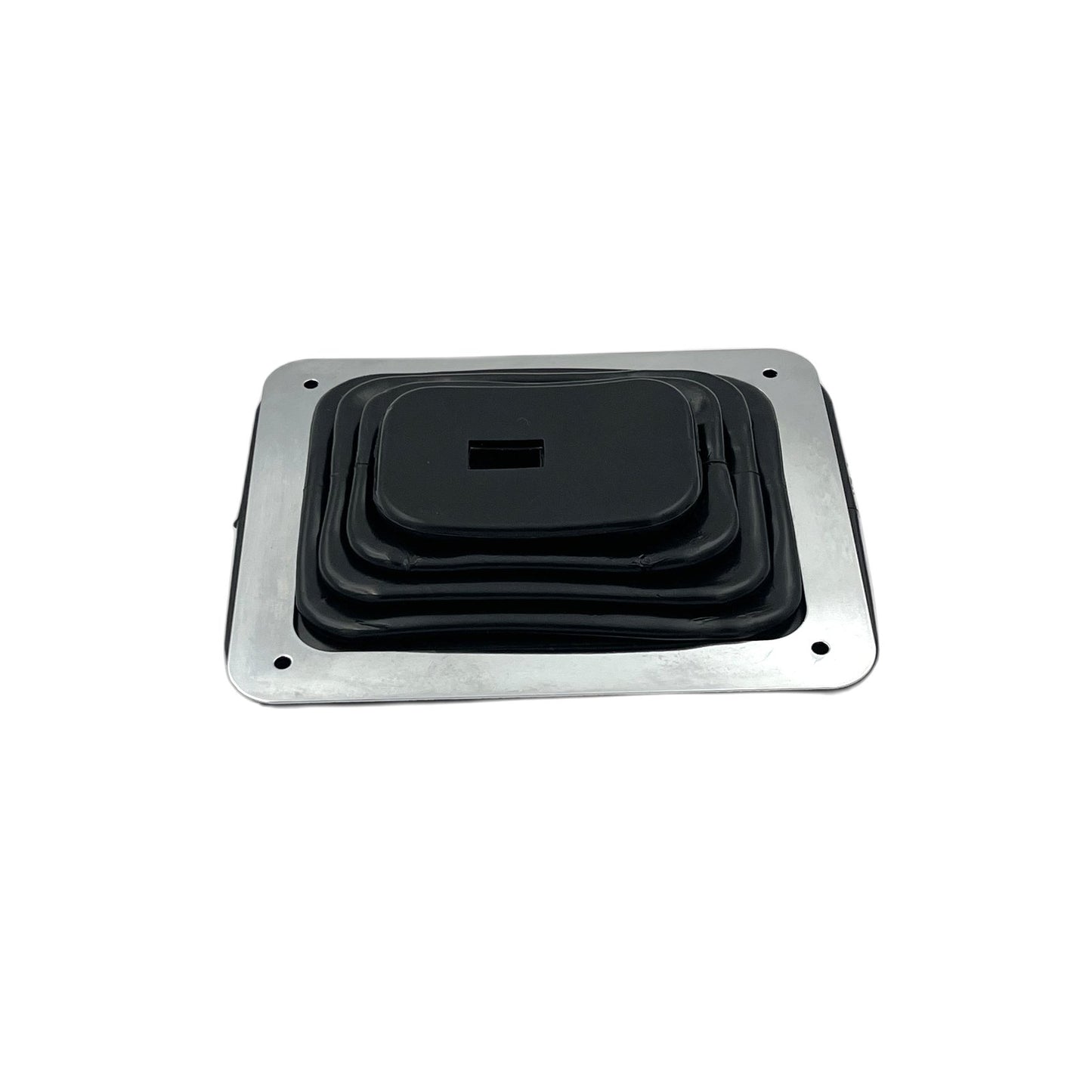 GASO Universal Rubber Gear Square Shifter Boot Cover 138 x 160mm Chrome Plate