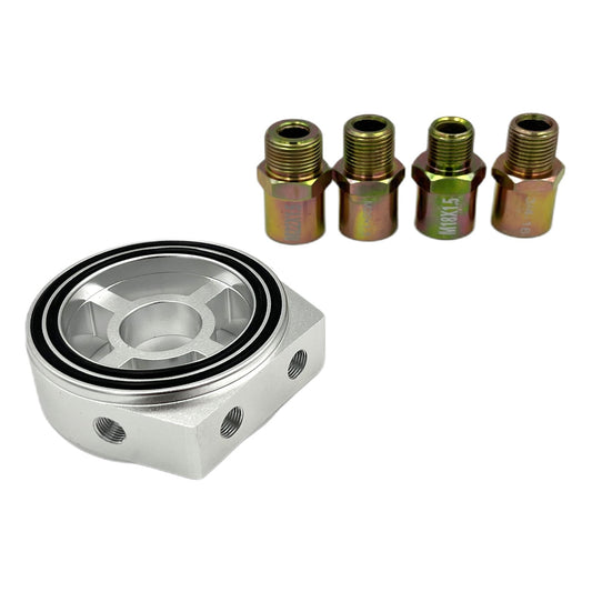 Universal Oil Filter Sandwich Plate Adapter 1/8NPT Oil Pressure Sensor M18*1.5 M20*1.5 M22*1.5 3/4-16 Silver