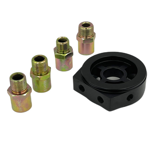 Universal Oil Filter Sandwich Plate Adapter 1/8NPT Oil Pressure Sensor M18*1.5 M20*1.5 M22*1.5 3/4-16 Black
