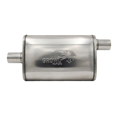 2 inch Competition Muffler 9x4x14 Oval 409 Polished Stainless Steel Offset/Centre