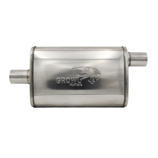 2 inch Competition Muffler 9x4x14 Oval 409 Polished Stainless Steel Offset/Centre