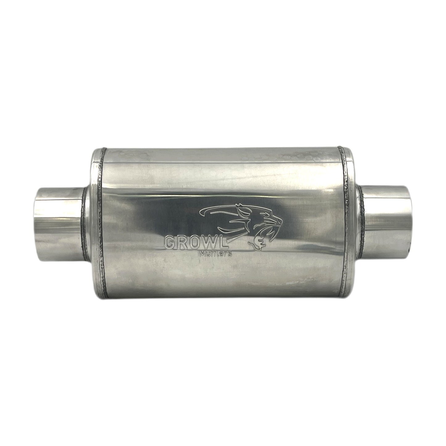 4" Competition Muffler 8x5x14 Oval Polished 409 Stainless Steel Centre Centre
