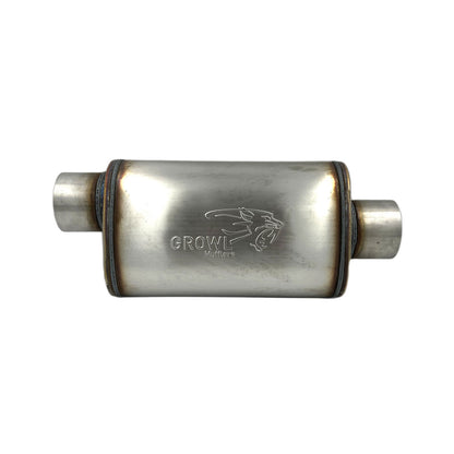3.5" Competition Muffler 8x5x14 Oval 409 Stainless Steel Offset Centre