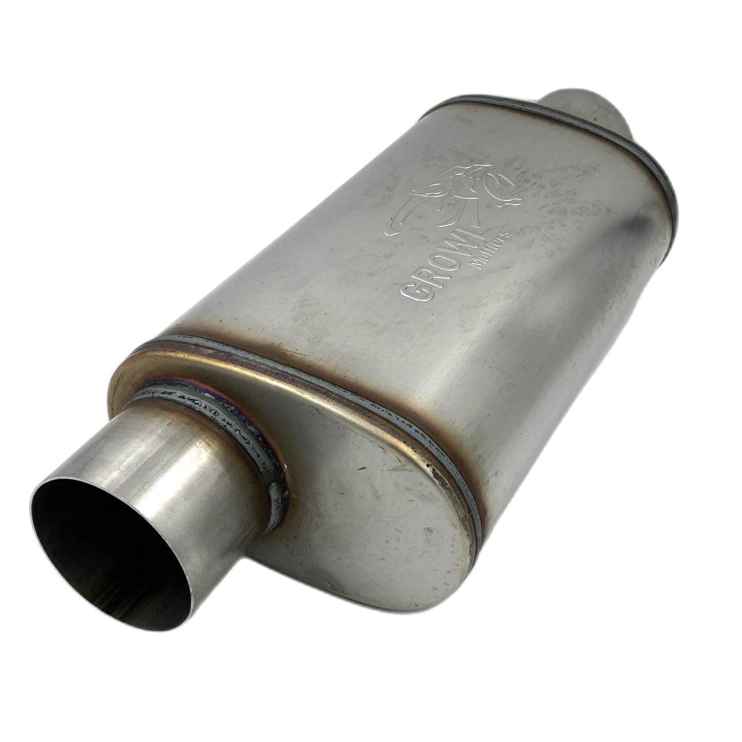 3.5" Competition Muffler 8x5x14 Oval 409 Stainless Steel Offset Centre