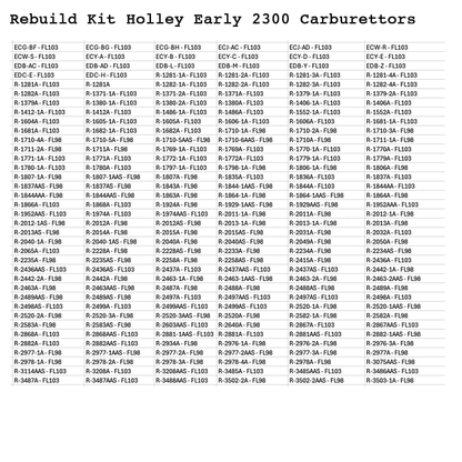 Rebuild Kit Holley 2300 Carburettor Y Block Ford V8 1957-59