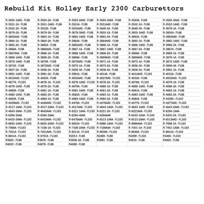 Rebuild Kit Holley 2300 Carburettor Y Block Ford V8 1957-59