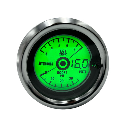 AUTOTECNICA LCD Digital 3-IN-1 Gauge EGT Pyrometer Boost Diesel Volts 52mm (2")