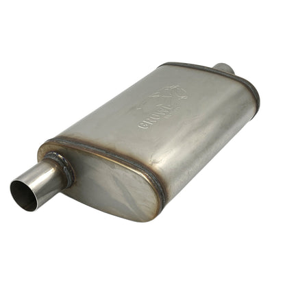 2" Competition Muffler 10x4x14 Oval 409 Stainless Steel Offset Centre