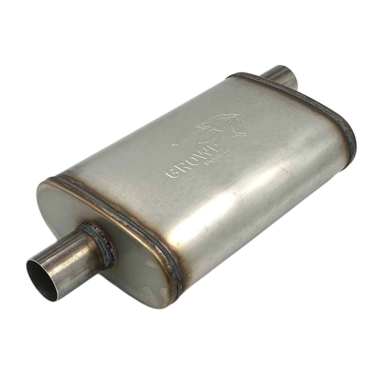 2" Competition Muffler 10x4x14 Oval 409 Stainless Steel Offset Centre