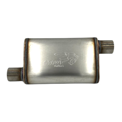 2.5" Competition Muffler 10x4x14 Oval 409 Stainless Steel Offset Offset