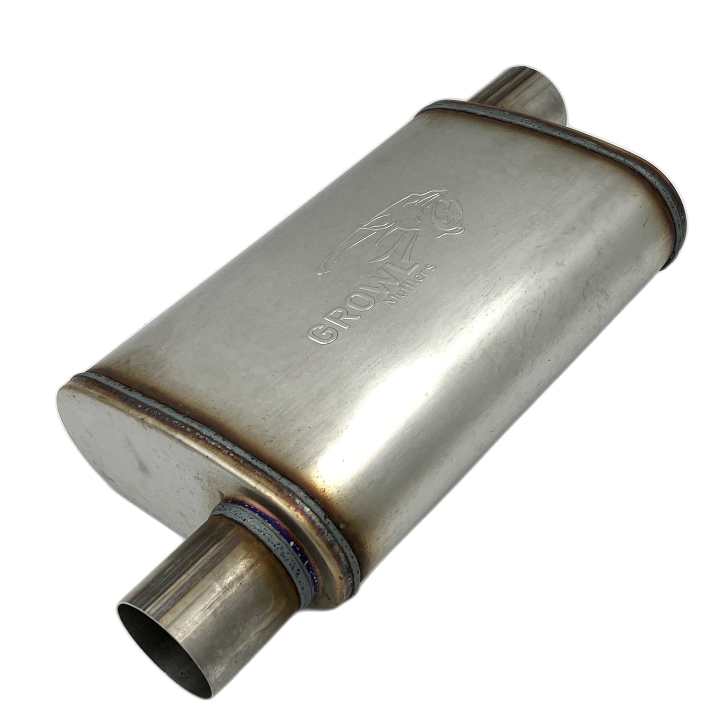 2.5" Competition Muffler 10x4x14 Oval 409 Stainless Steel Offset Offset