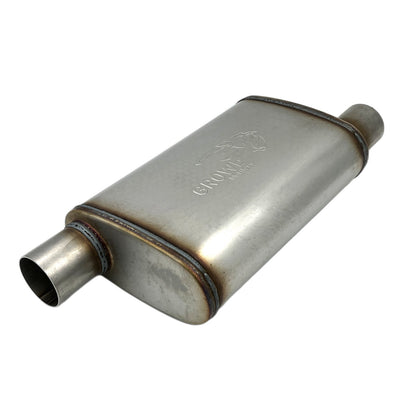 2.5" Competition Muffler 10x4x14 Oval 409 Stainless Steel Offset Offset