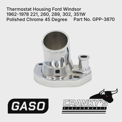 GASO Thermostat Housing Ford Windsor 221 260 289 302 351W Chrome 1962-1978